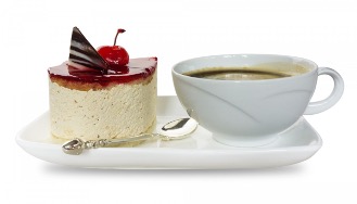 Abbildung Tasse Kaffee mit Kuchen